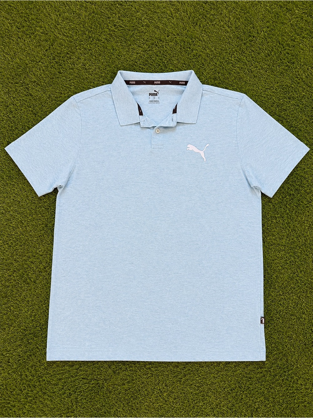 Puma Light Blue Heather Logo Polo Shirt Men’s Large